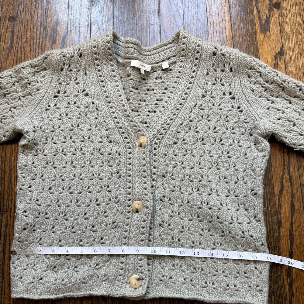 Vince Crochet Cardigan, Green, Medium - Picture 6 of 8